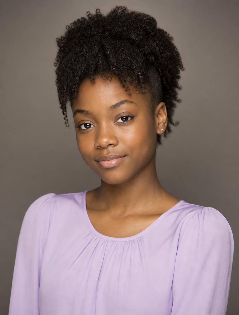 Studio portrait of a young model in lavender